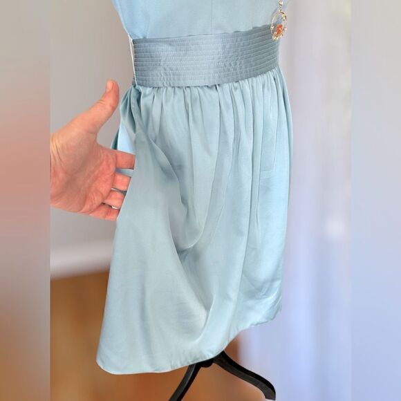 White by Vera Wang Short Strapless Bridesmaid Dress with Belt Mist Size 12 - Picture 12 of 16